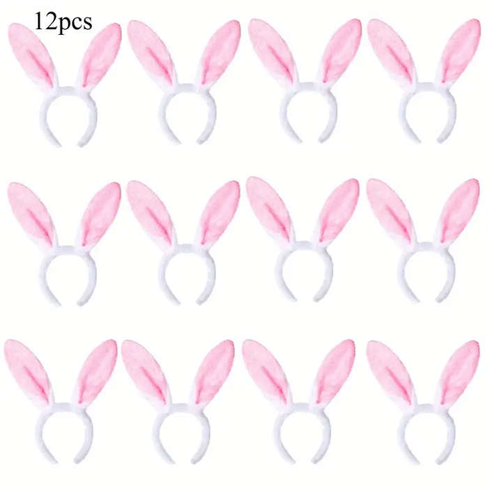 12 Pieces Soft Pink Faux Fur Bunny Ear Headbands