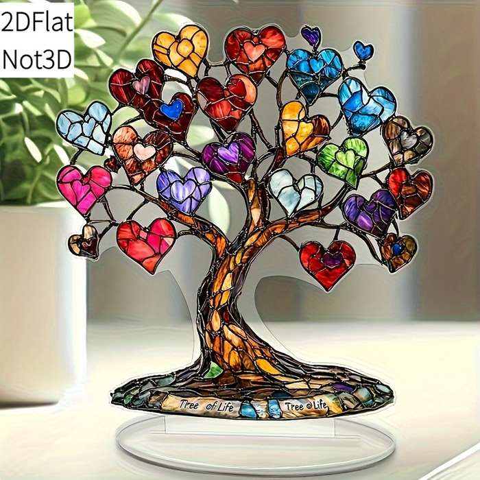 1pc 2D Flat  Acrylic Tree of Life Heart Fruit Desk Decor Vibrant  Plastic Bohemian Style Perfe