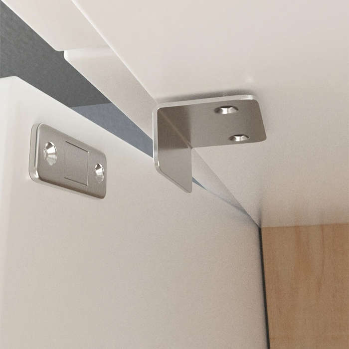 1Pc Magnetic Invisible L Shaped Silvery Non Perforated Magnetic Suction Push Pull Door Drawer Wardro