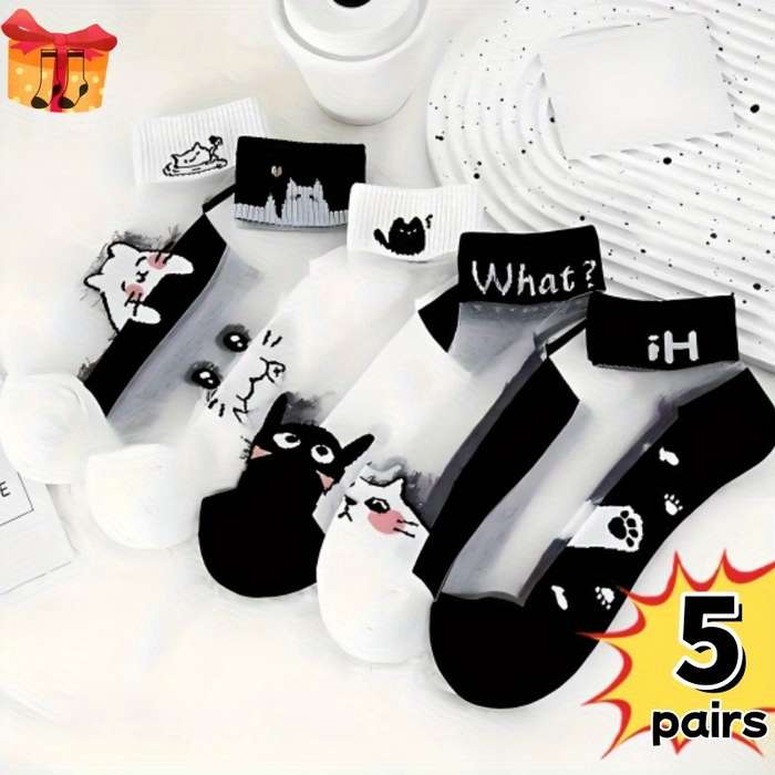 5 Pairs Mixed Color One Size High Elastic Socks