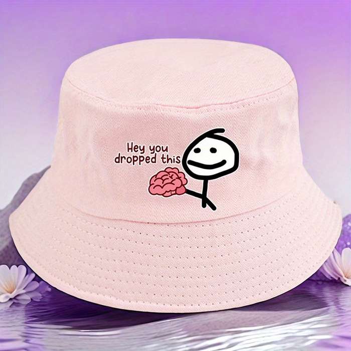 1pc Hey You Dropped Printed Bucket Hat Lightweight Polyester Woven Non-Stretch Multicolor