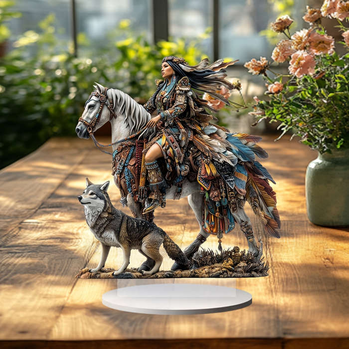 1pc 2D Flat   Acrylic Flat  Acrylic Flat Bohemian Style Crystal Native American Horseback R