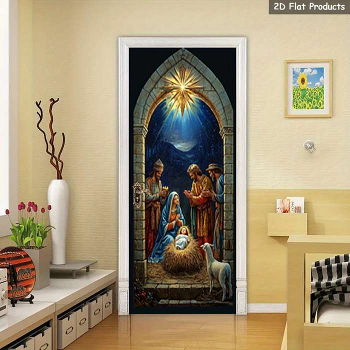 1pc 76.96x199.9cm Jesus Christian Themed Stickers