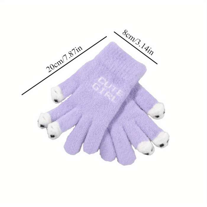 1 Pair Black Warm Gloves