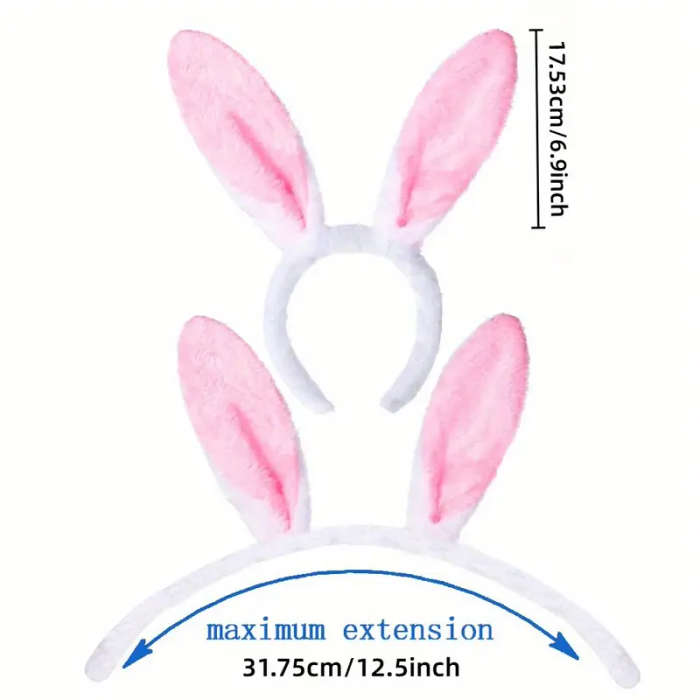 12 Pieces Soft Pink Faux Fur Bunny Ear Headbands