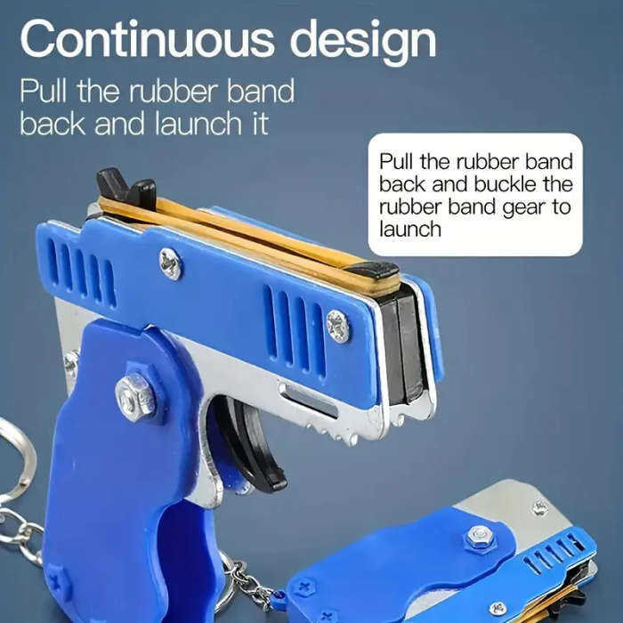 1pc Mini Metal Rubber Band Gun Launcher with 60 Bands