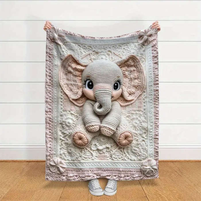 1 x 3D Crochet Printed Flannel Blanket 150*200cm