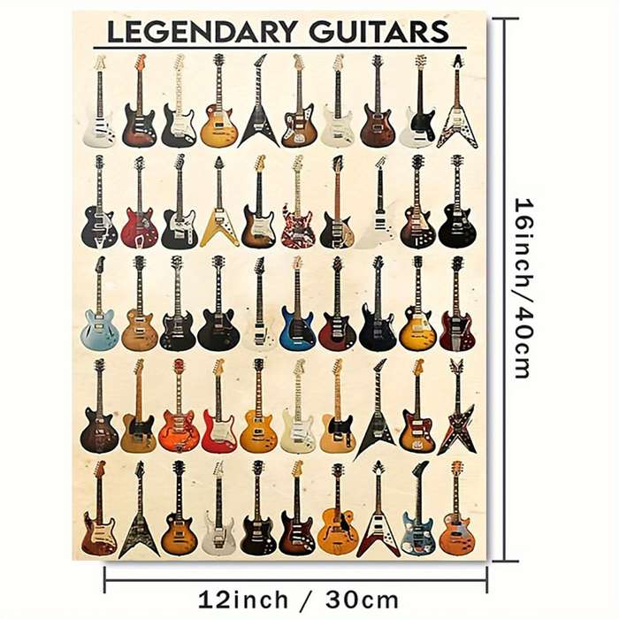 1pc 30.48x40.64cm Legendary Guitars Canvas Art Print Frameless Vintage-Style Wall Decor with Colo