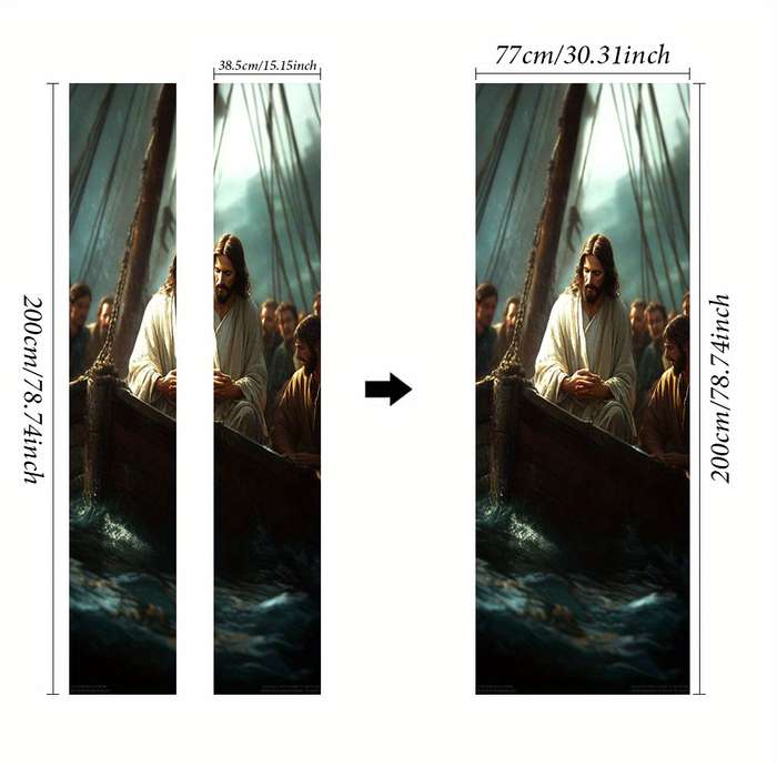 1pc 76.96x199.9cm Jesus Christian Themed Stickers