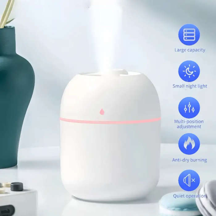1pc Double Spray High Moisturizing Quiet Nano Spray Humidifier Perfume USB Power Supply 6.09oz Capac