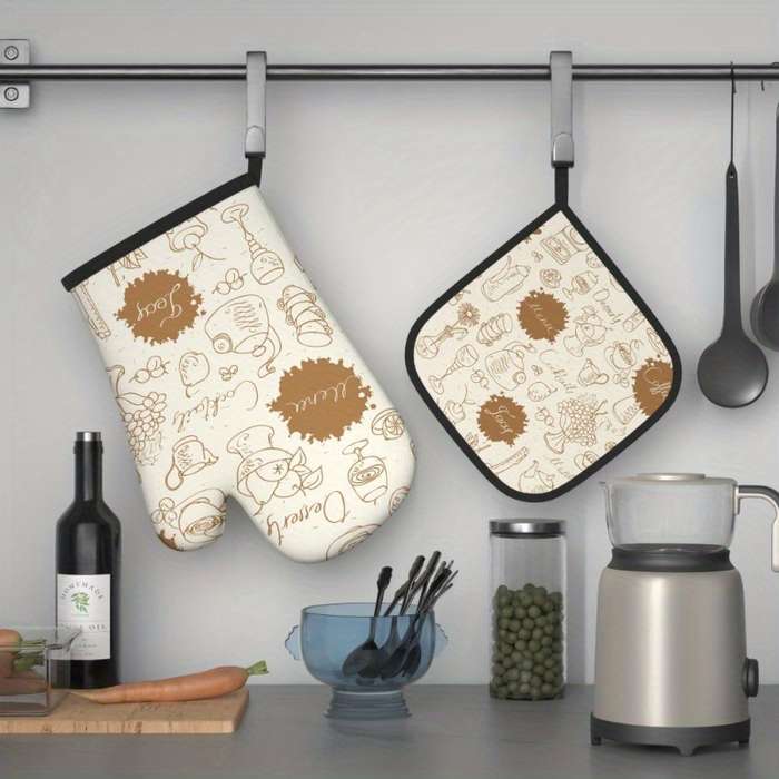2pcs 26.92x17.02 cm Heat Resistant Oven Mitts And Potholders