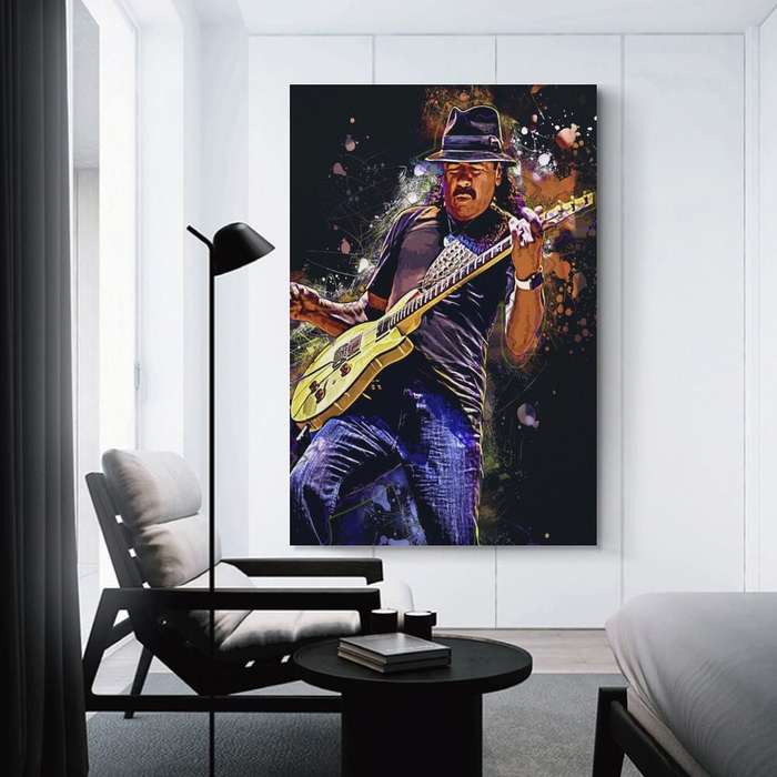 1pc  Unframed Canvas Poster Carlos Santana Guitar Art Poster Modern Satin Canvas Wall Decor