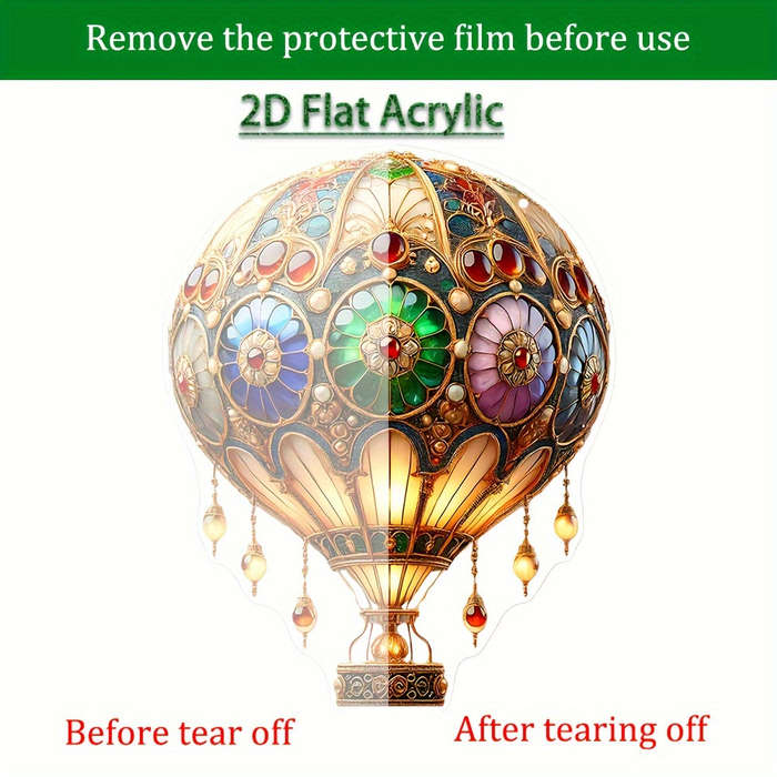 1pc 2D Flat   Acrylic Stained Glass Hot Air Ball Sun Catcher Colorful Festival Animal-Themed