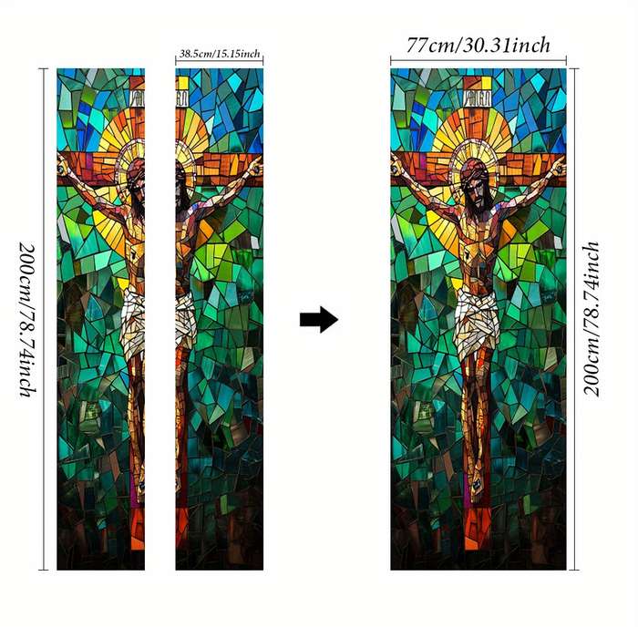 1pc 76.96x199.9cm Jesus Christian Themed Stickers