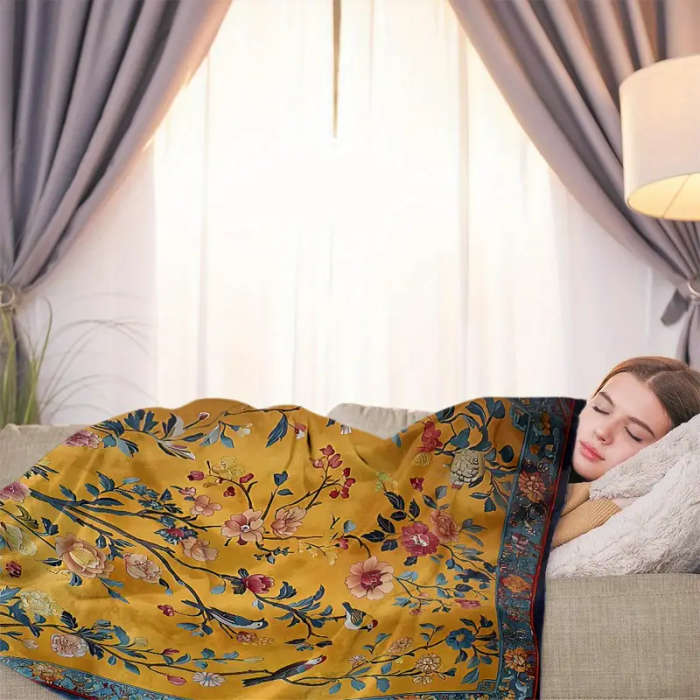 1 Bohemian Floral And Bird Print Flannel Blanket 150*200cm