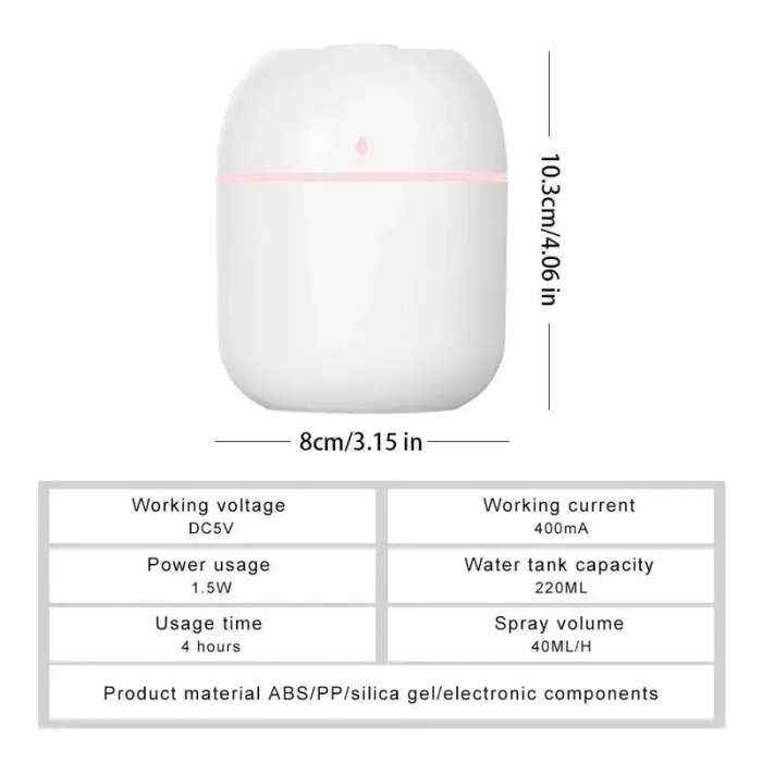 1pc Double Spray High Moisturizing Quiet Nano Spray Humidifier Perfume USB Power Supply 6.09oz Capac