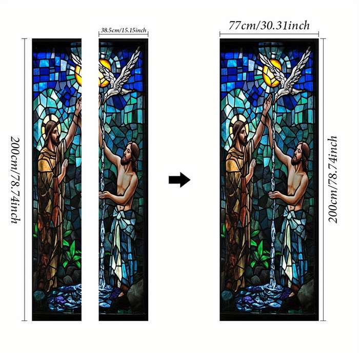 1pc 76.96x199.9cm Jesus Christian Themed Stickers