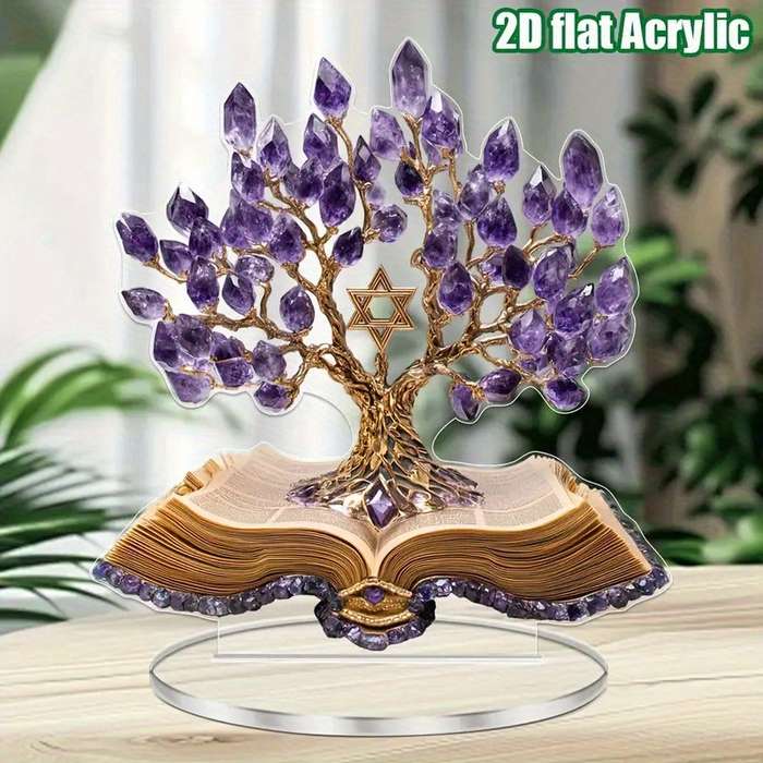 1pc 2D Flat  Acrylic Life Tree Plaque with Star of David Bohemian Spiritual Decoration Perfect Gi