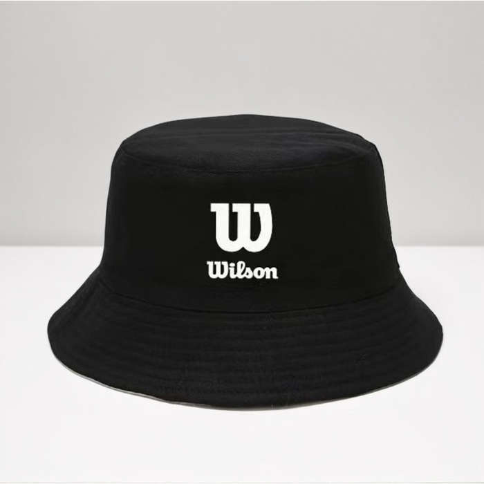 1pc Wilson Printed Eaves Sunshade Bucket Hat Stylish Solid Color Breathable Polyester Materia