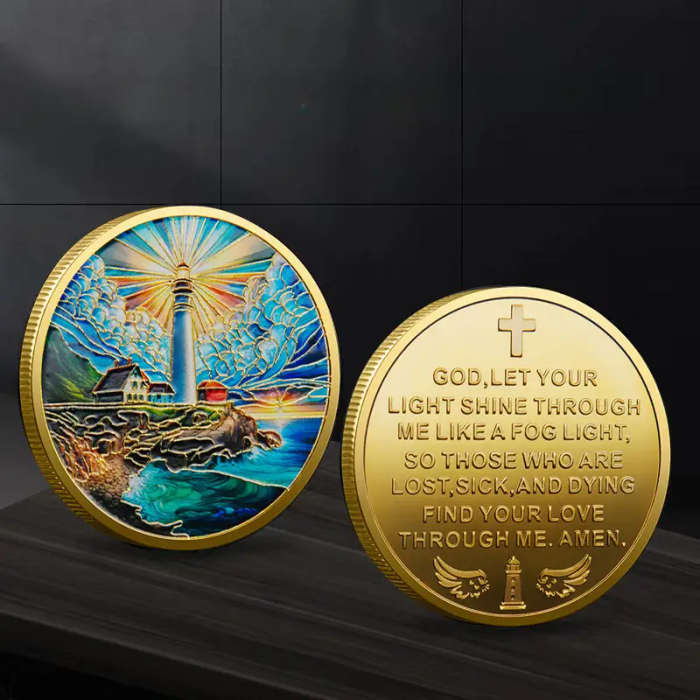 Lighthouse & Ocean Scene Commemorative Coin 40MM Wide