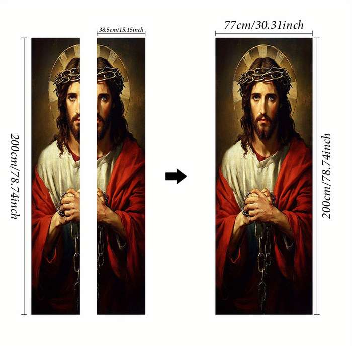 1pc 76.96x199.9cm Jesus Christian Themed Stickers
