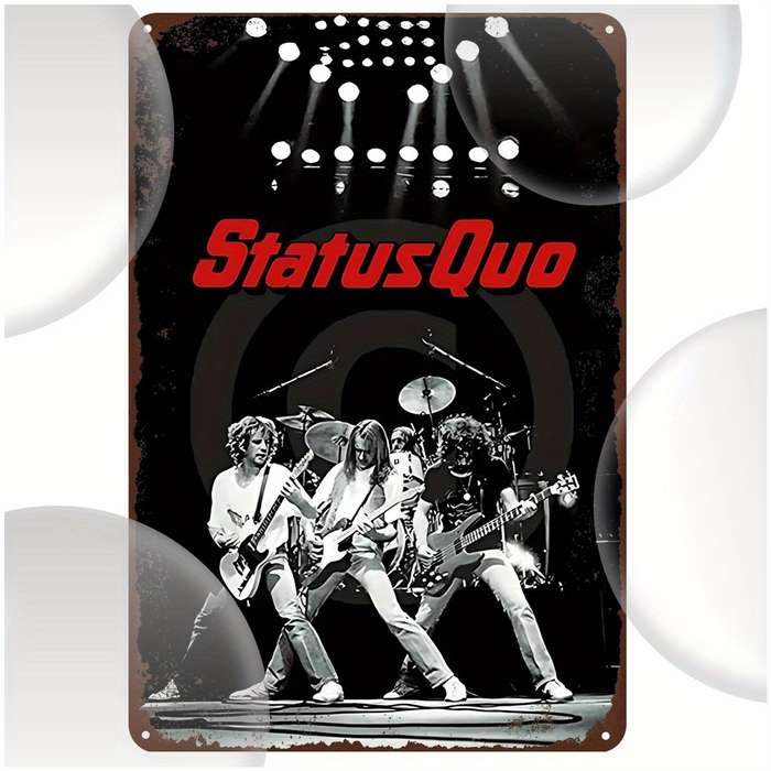 1pc Vintage Status Quo Signboard 20.32 cmX 30.48cm Perfect for Men'S Caves Bars Cafes Garage
