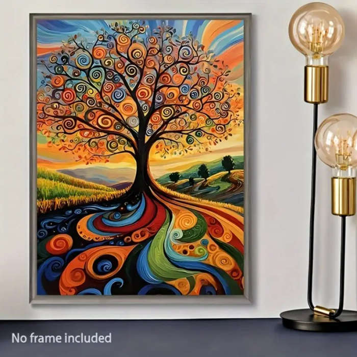 Van Gogh World Tree Canvas Print - Vibrant Abstract Landscape Wall Art, Unframed 30.48 x 40.64 cm