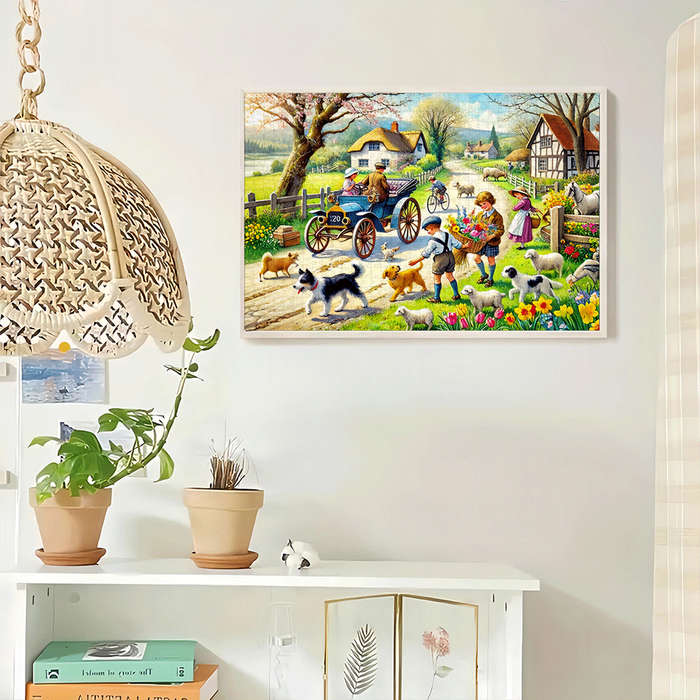 1000pcs Vintage Carriage and Countryside Road Jigsaw Puzzle Large Paper Puzzle for