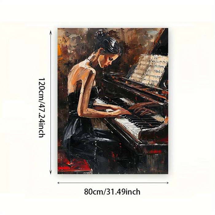 1pc  Modern Abstract Piano Player Canvas Art Print 79.98x119.99cm Frameless Wall Decor Large