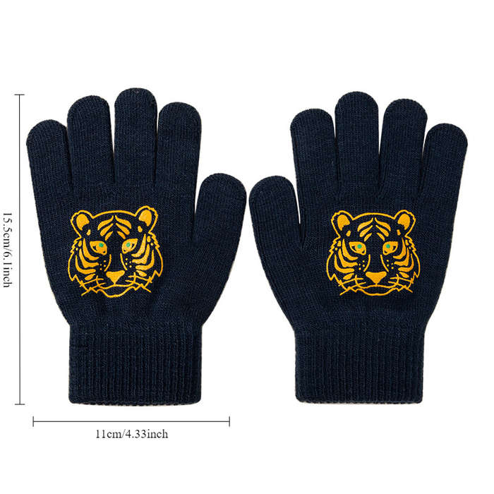 1 Pair Rose Red Horse Warm Gloves