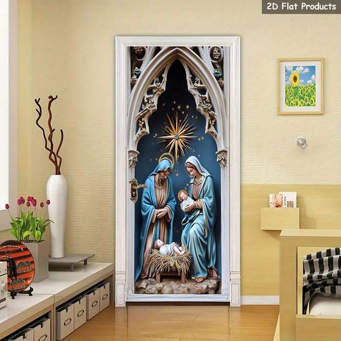 1pc 76.96x199.9cm Jesus Christian Themed Stickers