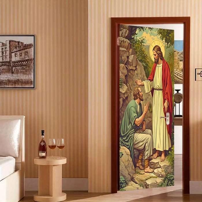 1pc 76.96x199.9cm Jesus Christian Themed Stickers