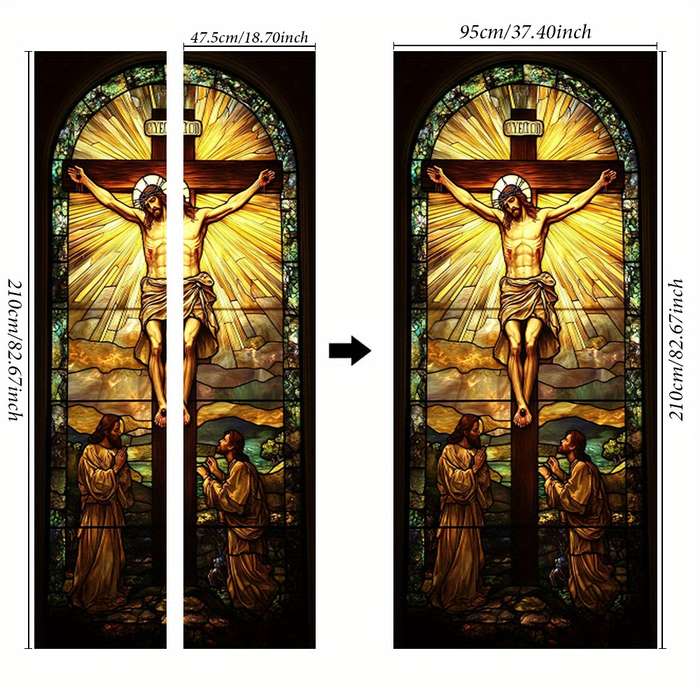 1pc 76.96x199.9cm Jesus Christian Themed Stickers