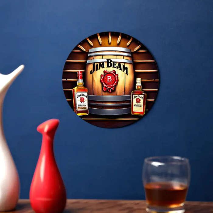 1pc Vintage Metal Wall Art Elegant Liquor Themed Aluminum Foil Carving Indoor Outdoor Multifunctiona