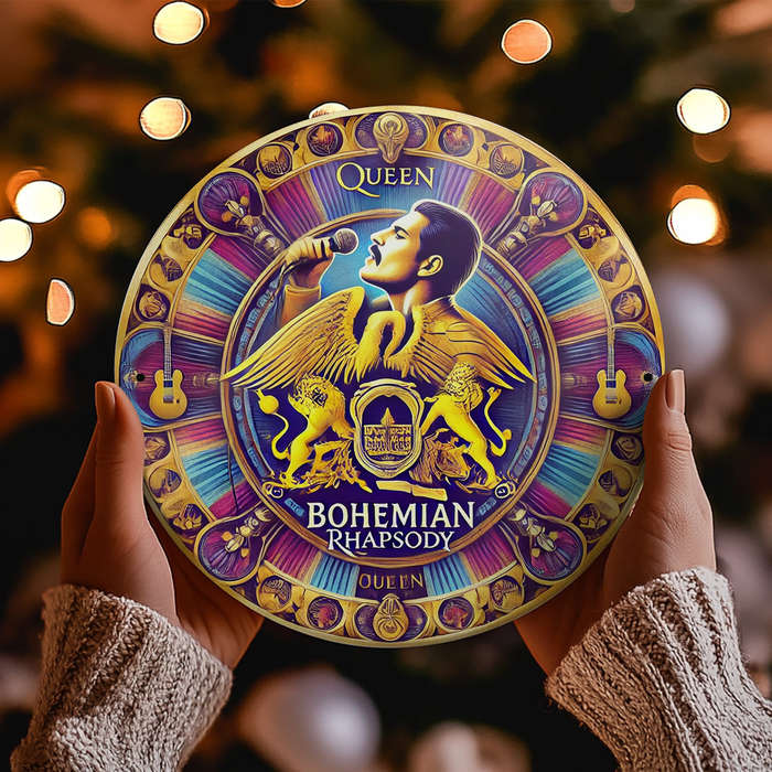 1pc Room Decor  Queen Bohemian Rhapsody 20.32x20.32 cm Round Aluminum Sign Vintage Band Logo Wa