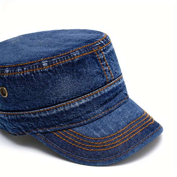 1pc Men'S and Women'S Stylish Denim Baseball Cap with Adjustable Snap Closure Cotton Blend Sun P