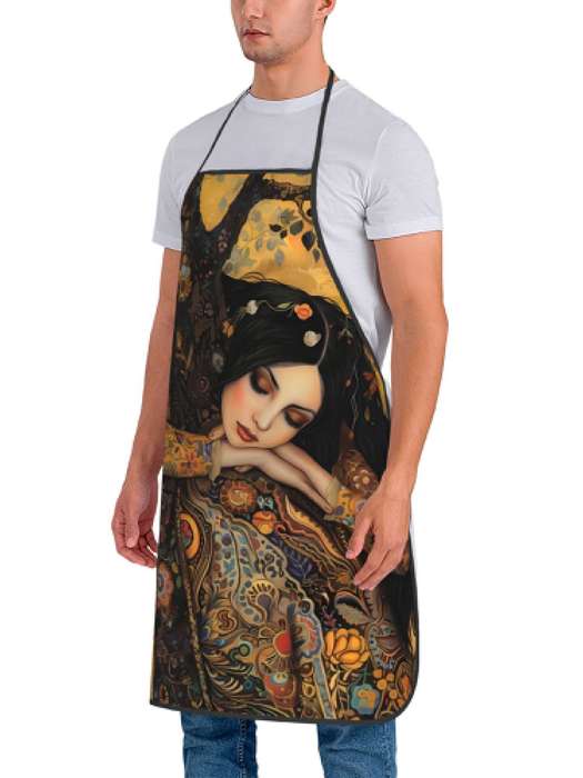 1pc Vintage Gustav Klimt Painting Apron 100% Polyester Woven Fabric 190g m? Slight Stretch Art