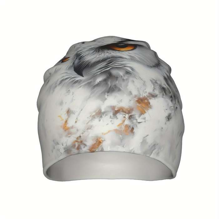 1pc BIIHUDU Men's Snowy Owl Beanie Cap Funky Knit Hat with Realistic Owl Design Soft Polyester