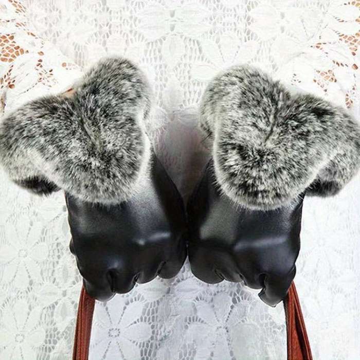 1 Pair Black One Size Warm Gloves