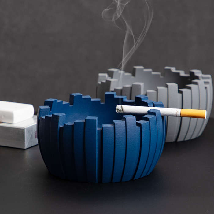 1pc Elegant Ceramic Ashtray Set Modern Geometric Design with Blue and Black Options Perfect for
