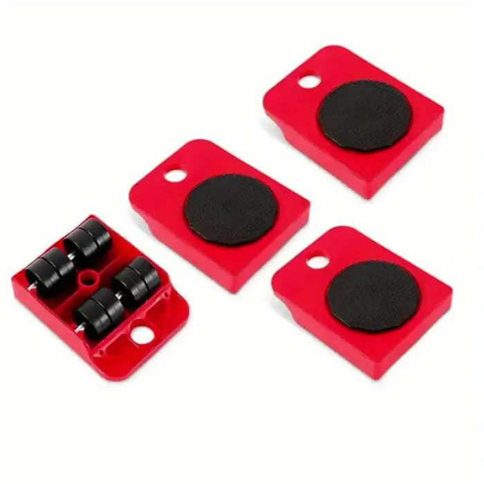 1pc 4-in-1 Heavy Duty Furniture Mover with Universal Wheels - Ergonomic Handle, Red & Black Design f