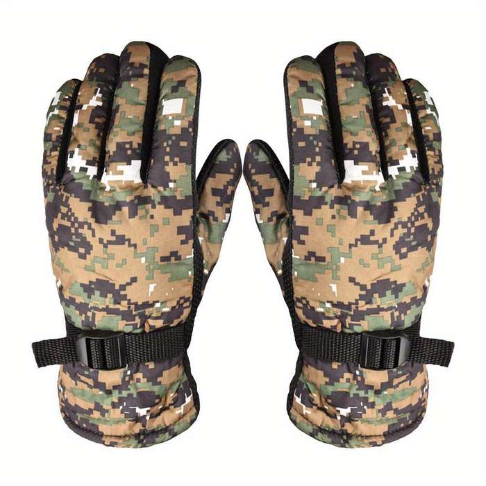 1 Pair Camouflage Grey Warm Gloves