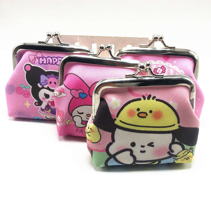 1pc For Hello Kitty Cartoon Coin Pouch Mini Clutch Kiss-Lock Purse Kawaii Storage Bag Wallet