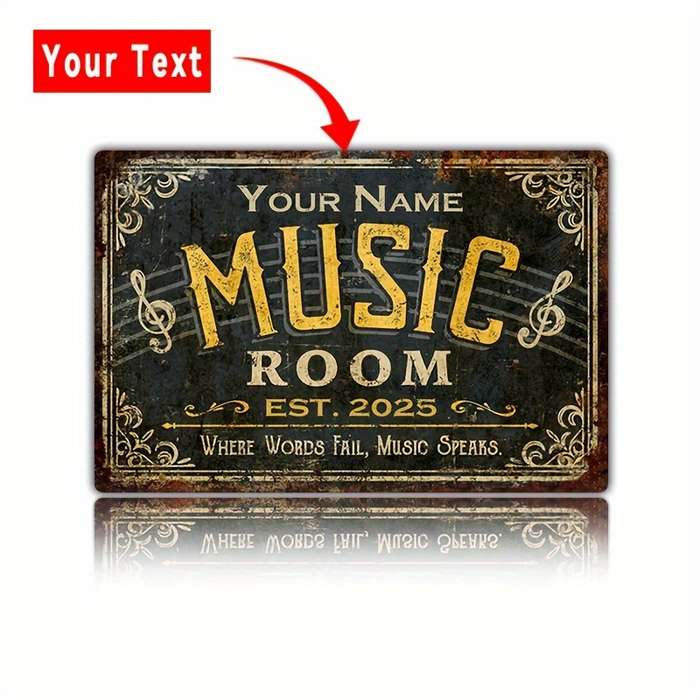 1pc Customizable Vintage Metal Music Room Sign Wall Decor for Studio or Classroom Artistic Iron