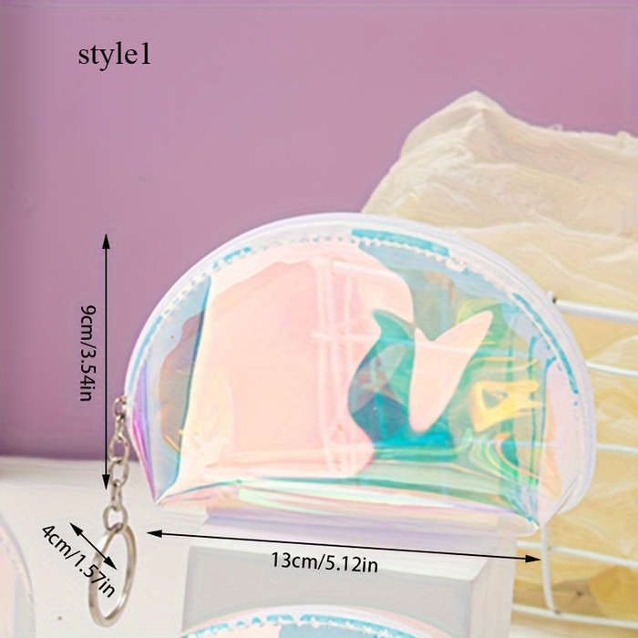 1pc Adorable Synthetic Sequin Coin Purse Portable Colorful Laser Design Cute Mini Wallet
