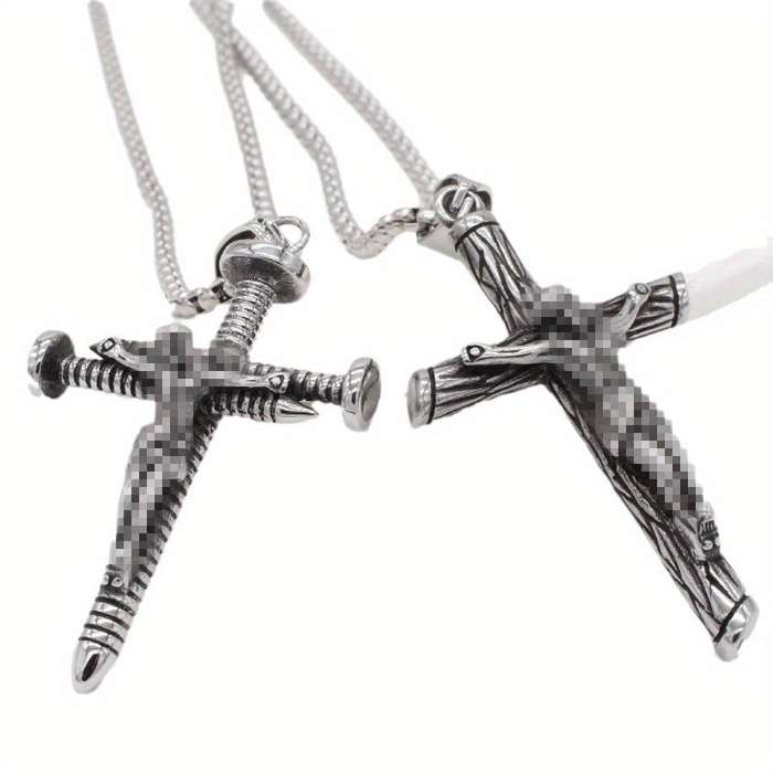 1 Piece Cross Charm Add Pearl Chain Jesus Theme Pendant
