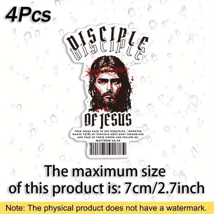 4Pcs Jesus Christian Themed Stickers