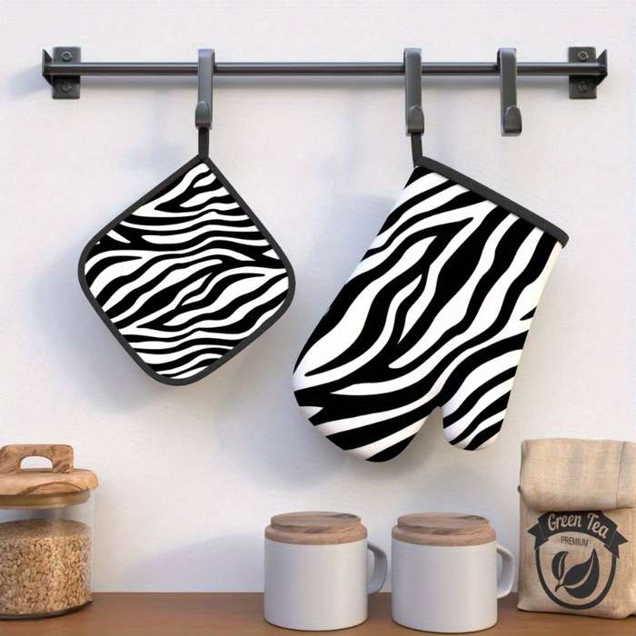 2pcs 26.92x17.02 cm Heat Resistant Oven Mitts And Potholders