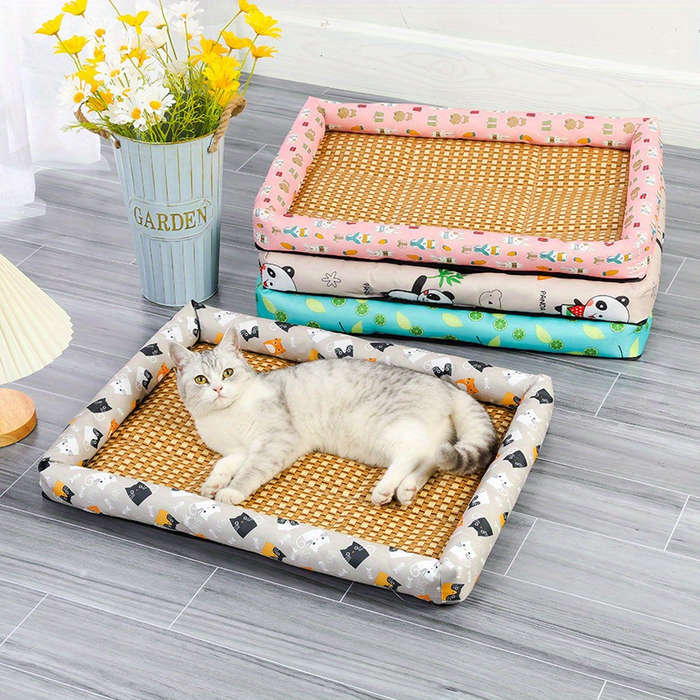 1piece Blue Cat Print Cooling Pad