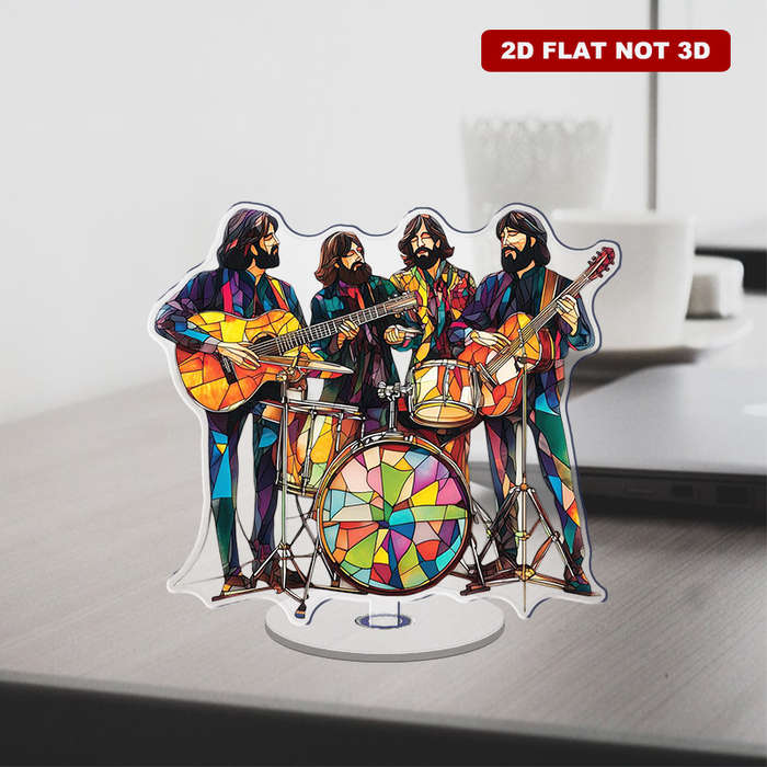 1pc 2D Flat  2D Rotating Acrylic Beatles Band Ornament with Stained Glass Design Featuring Jo